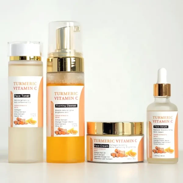 OEM Vegan Skincare Kit Manufacturer Anti Acne Brightening Organic Turmeric vitamin C Face Skin Care Gift Set