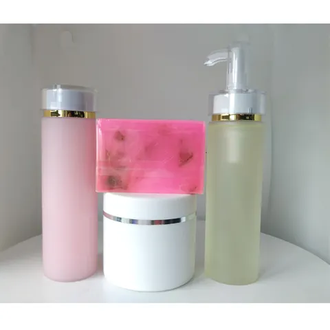 Skin care, anti-wrinkle, antioxidant, brightening and firming set, Toner + body oil + rose soap + cream