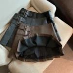 MEXZT S-3XL Y2K Pu Leather Mini Skirts Women Streetwear High Waist Pleated Skirt Vintage Korean Black Slim Casual A Line Skirts - Image 2