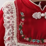 Girls' Autumn Long sleeved Lace Lace Princess Dress with Embroidered Pan Button Chinese Style Baby Dress - Image 5