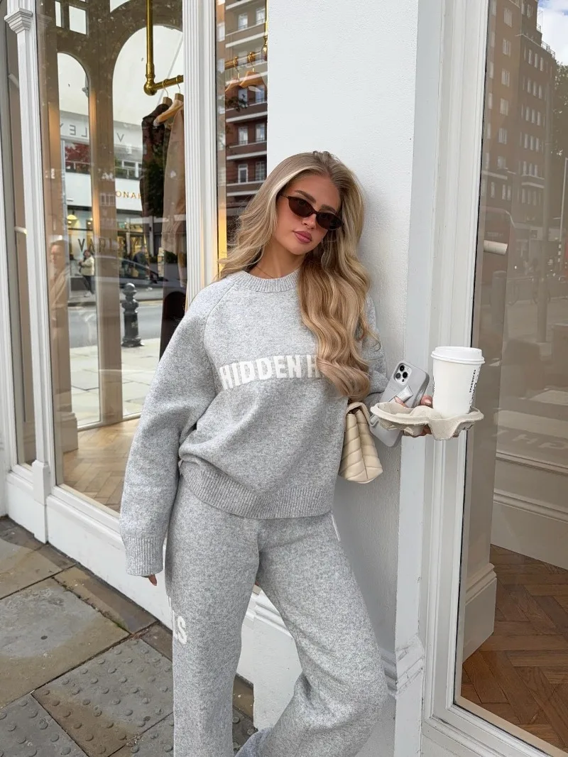 kf-S4eb63b2c6c3b47cfb79ac68586e44b8cF Street Y2K Gothic English letter pattern simple grey women sweater retro hip-hop American fashion punk versatile pullover - Image 1