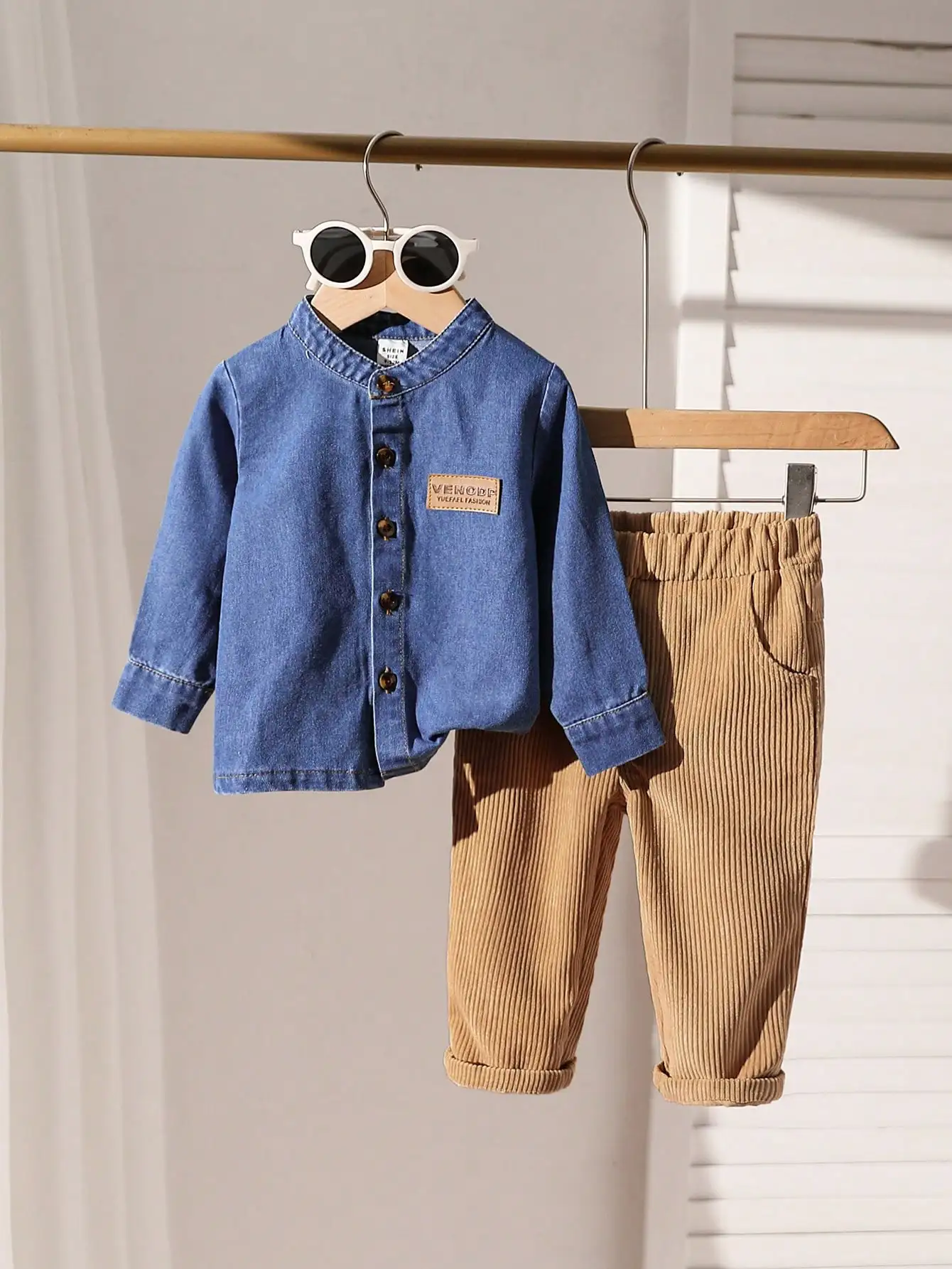 kf-S56c24418d3a943d0b66dec9835205b465 Spring And Autumn Baby Boy Denim Long-Sleeved Shirt + Long Pants Set Casual Comfortable Simple And Soft Set - Image 1