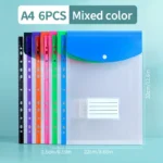 6pcs A4 High-Capacity Loose-Leaf File Bags with 11-Hole Binding Rings,Expandable Button and Label Pockets,Suitable for School - Image 2