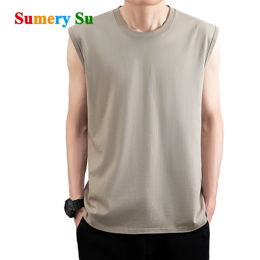 kf-S77479464a5d44e939da69eb5754d69f8K Tank Tops Men 2025 Summer 100% High Quilty Cotton Cool Fitness Vest Outdoor Sleeveless Tops Gym Slim Casual Undershirt Male New - Image 1
