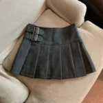 MEXZT S-3XL Y2K Pu Leather Mini Skirts Women Streetwear High Waist Pleated Skirt Vintage Korean Black Slim Casual A Line Skirts - Image 5