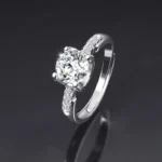 Moissanite Engagement Ring for Women 1 Carat Simulated Diamond Ring Adjustable Size Classic Design Promise Ring Jewelry Gift for