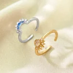 FTCY Adjustable Sparkling Moon Sun Star Ring for Women Couple Elegant Finger Ring Wedding Party Jewelry Gifts Accessories - Image 5