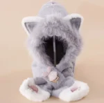 2-10Y Youngsters Cat Paw Embroidery Hat and Scarf Combo Pullover Cute Cat Ear Winter Plush Thickened Ear Neck Protection Warm - Image 6