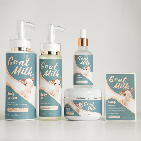 Anti aging glowing moisturizing face cream body oil serum facial soap body lotion goat milk skin care set