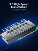 ORICO USB3.0 Hub Aluminum Industrial 7-Port Splitter Split Switch with 12v Power Adapter for Macbook Mobile Phone Tablets - Image 2