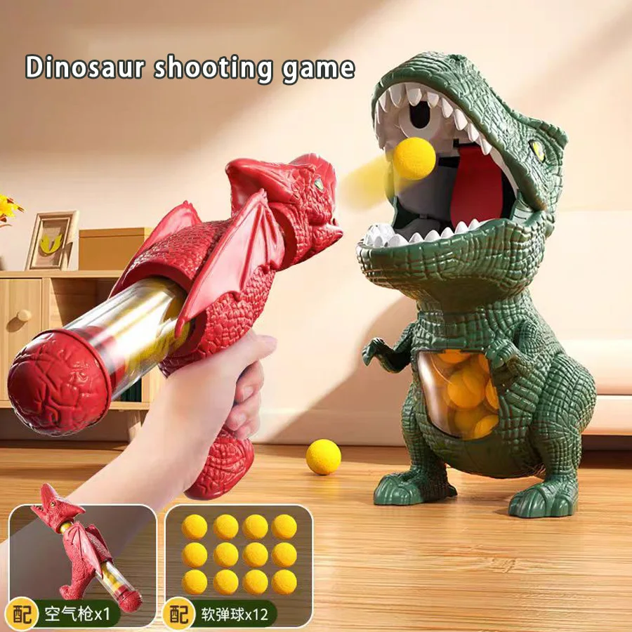 kf-S2555f2da57ee413280eadd0ec2f5ffbab Dinosaur Shooting Tyrannosaurus Rex Ball Soft Bullet Gun Parent Child Interactive Puzzle Toy for Children - Image 1