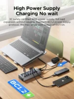 ORICO USB3.0 Hub Aluminum Industrial 7-Port Splitter Split Switch with 12v Power Adapter for Macbook Mobile Phone Tablets - Image 5