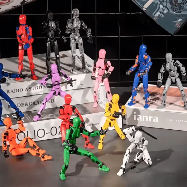 DIY Luminous T13 Multi-Jointed Movable Shapeshift Robot 3D Printed Mannequin Lucky robot and dog Action Figures Toys kids Gifts