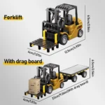1:64 Bluetooth Remote Control Crane And Forklift two-in-one Desktop Mini Alloy Toy Car With Trailer Christmas Gift In Color Box - Image 4