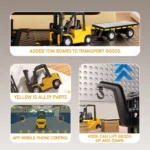 1:64 Bluetooth Remote Control Crane And Forklift two-in-one Desktop Mini Alloy Toy Car With Trailer Christmas Gift In Color Box - Image 3